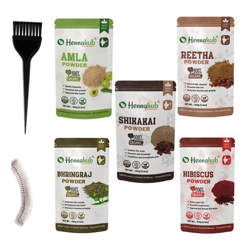 Buy Hennahub Premium Amla, Reetha, Shikakai, Hibiscus, Bhringraj Powder ...