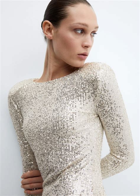 Sequin shoulder pads dress - Women | MANGO OUTLET United Kingdom