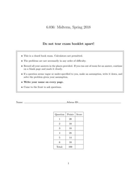 Image result for Midterm Exam Examples