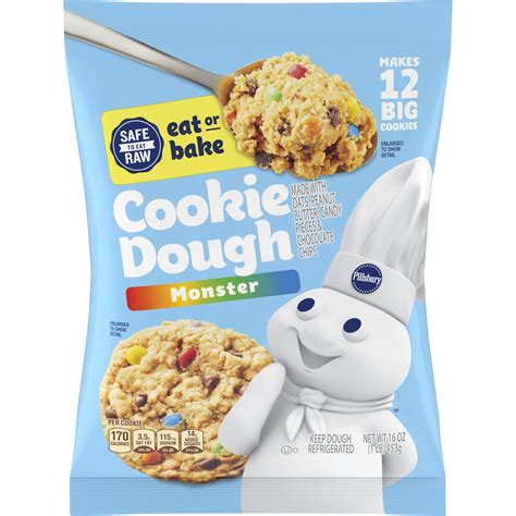 Pillsbury Ready to Bake Monster Refrigerated Cookie Dough, 12 Big ...