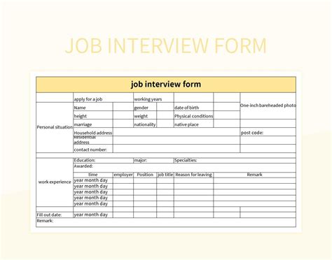 Image result for Job Interview Application Form