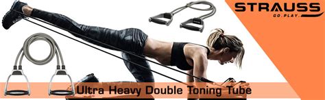 Buy Strauss Double Toning Tube, (Grey) with Hand Grip and Skipping Rope ...