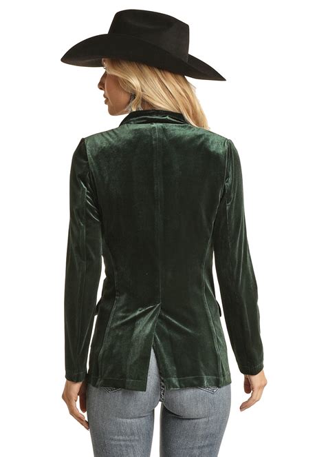 Panhandle Slim® Women's Single Button Green Velvet Western Blazer ...