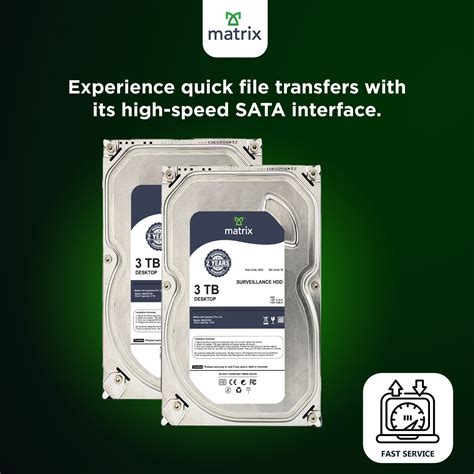 Matrix 3TB Internal Hard Disk Drive 3.5 inch - High-Speed 7200RPM HDD,