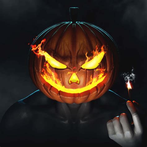 Download Flaming Pumpkin Head Picture | Wallpapers.com