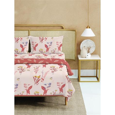 Buy Urban Space Double Bed Dohar, Bedsheet & 2 Pillow Covers, Peach ...