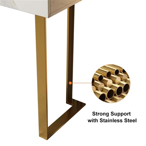 White Console Table Modern Rectangle Accent Table For Entryway With 2 ...