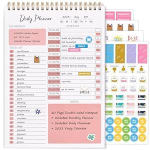 To Do List Notepad with Hourly Schedule, Spiral Undated Daily Planner ...