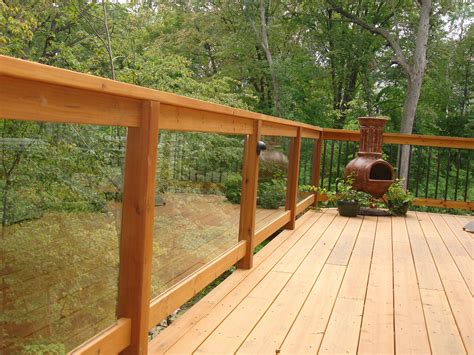 Wood Deck Railing With Glass Panels - Glass Designs
