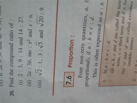 Find the compound ratio of :(i) 2:3, 9 : 14 and 14 : 27.(ii) 2a : 3b ...