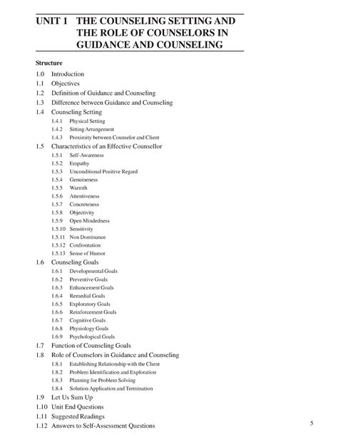 Unit-1 counselling - Psychology notes - 5 The Counselling Setting and ...