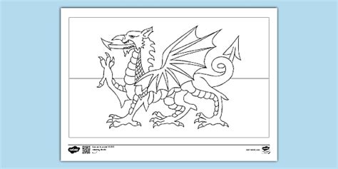 Simple Welsh Dragon Colouring Page | Welsh Flag Resource