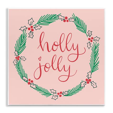 Stupell Industries Minimal Holly Jolly Wreath Wall Plaque Design by ...