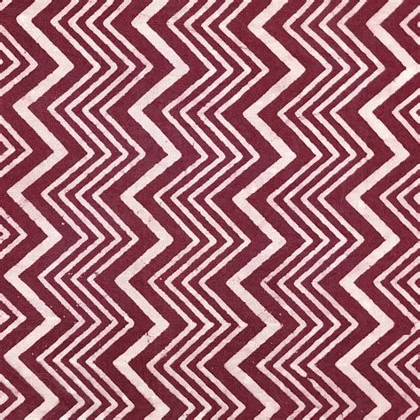 Pure Cotton Dabu Dark Purple Zig-Zag Stripes Hand Block Pirnt Fabric ...