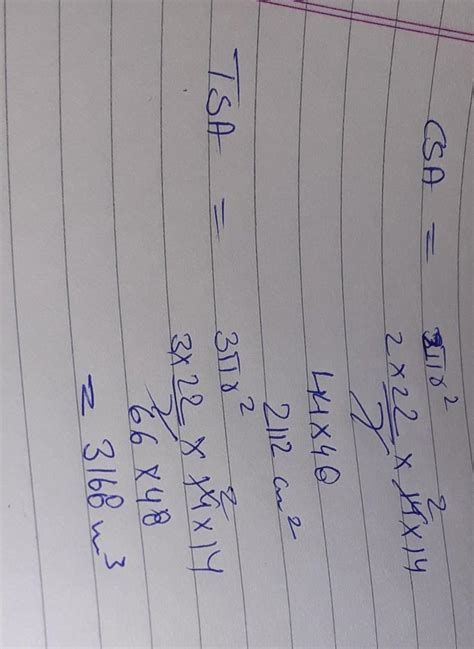 Q:What is the total surface area and curved surface area of a solid ...