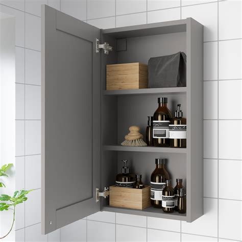 ENHET mirror cabinet with 1 door, grey/grey frame, 40x17x75 cm (153 ...