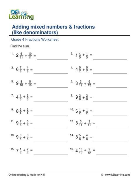Image result for 4th Grade Math Frations Adding Mixed Numbers