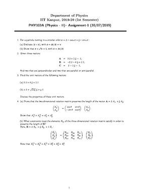 PHY103 Homework 1 - assignment - Department of Physics, IIT Kanpur ...
