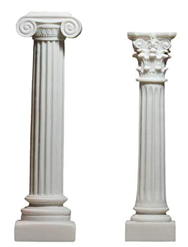 Set 2 Greek Columns Ionic And Corinthian Style Pillar Pedestal ...