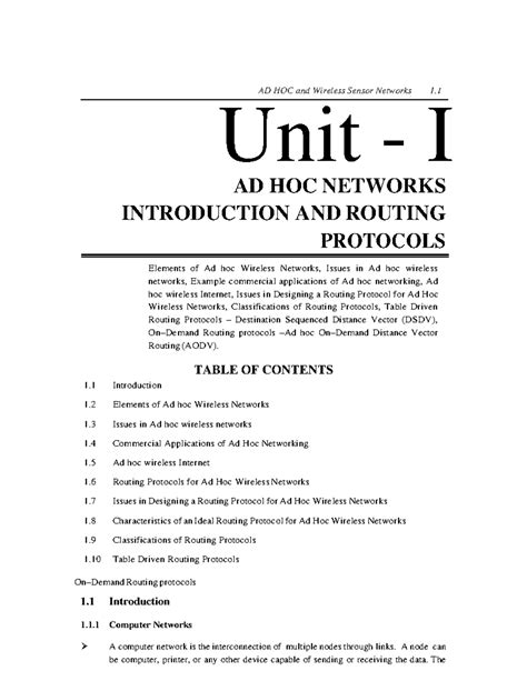 Adhoc and Wireless Sensor Networks - Unit - I AD HOC NETWORKS ...