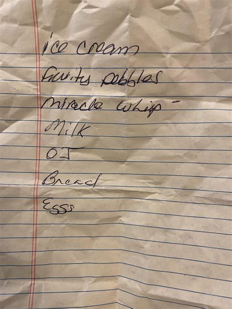 found shopping lists : r/FoundPaper