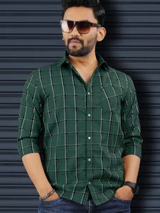 VeBNoR Men Checkered Casual Green Shirt - Buy VeBNoR Men Checkered ...