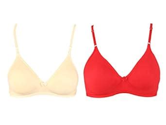 Buy Bralux Dolly T-Shirt Bra Skin-Red Size - 30B Set of 2 at Amazon.in