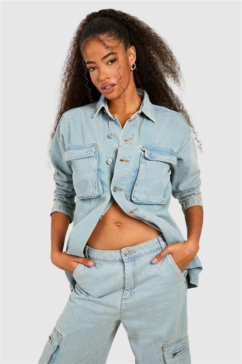 Bleach Was Oversized Denim Shacket | boohoo UK