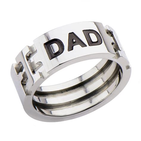 Buy Men's Silver tone Stainless Steel Engraved DAD Band Ring Online ...