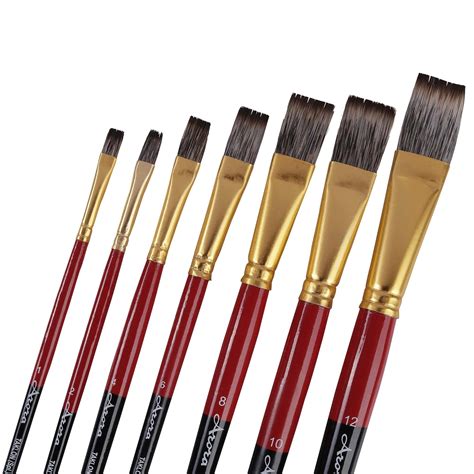 Arora Short Handle Triple Color Synthetic Flat Tip Artist Paint Brush ...