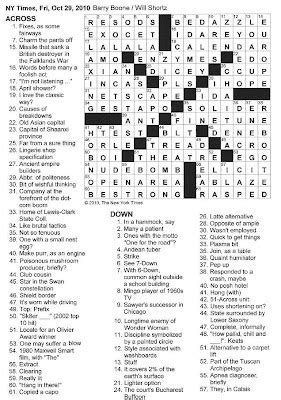 The New York Times Crossword in Gothic: 10.29.10 — Pallid, Chill and Drear!