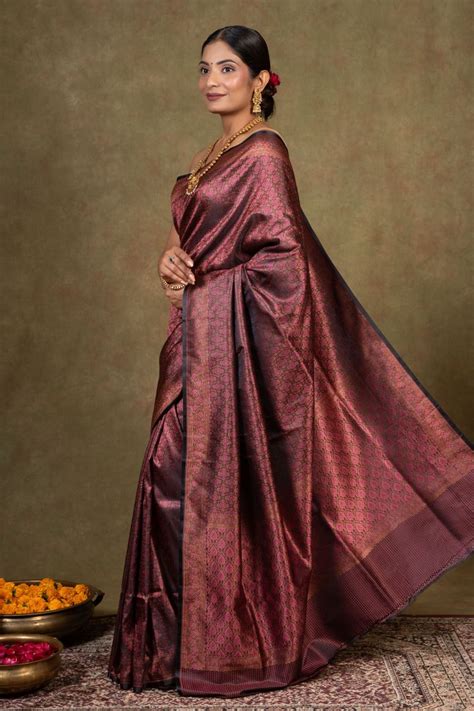 Buy Midnight Squad Jamewar Tanchoi Banarasi Silk Saree - House Of ...