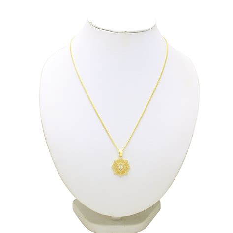 Buy Sparkling Drop 18 K Yellow Gold Plated Studded Flower Pendant ...