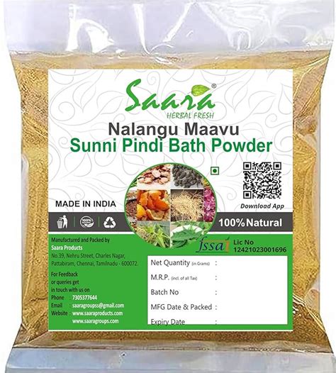 Buy Saara HERBAL FRESH Nalangu Maavu Bath Powder, 700g, Sunni Pindi ...