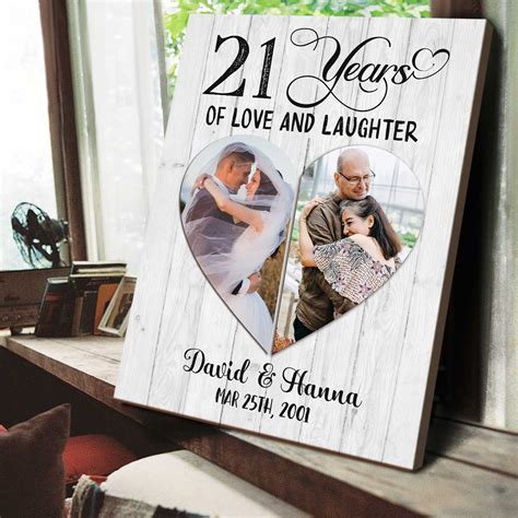 21 Years Of Love And Laughter Canvas Print, Personalized 21st Wedding ...