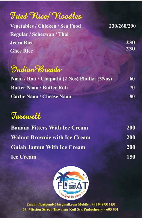 Menu at Float Gastro Pub - Pondicherry, Puducherry