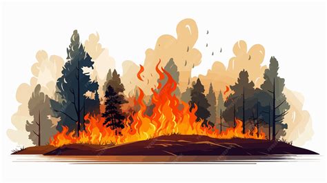 Vibrant wildfire cartoon vector illustration on white background ...