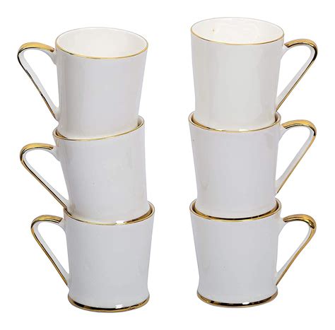 Buy Home-Cart Fine Ceramic Fine Bone China Gold Line White Tea Coffee ...