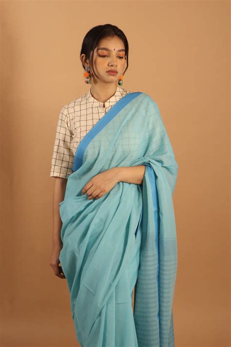 Blue Pure Cotton Saree– Kosataga