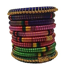 Buy Tingoking Handcrafted Traditional Wear Multi-color Silk Thread 20pc ...