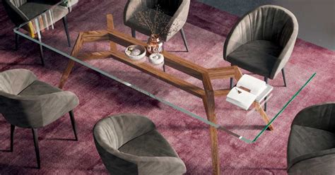 Fixed Rectangular Table in Extra-clear Glass and Ash
