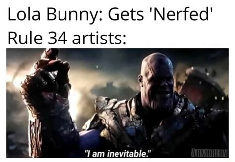 Lola Bunny: Gets 'Nerfed' Rule 34 artists: inevitable." - iFunny