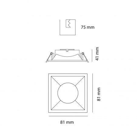 Empotrable fijo cuadrado Living plata con portalamparas GU10 incluido
