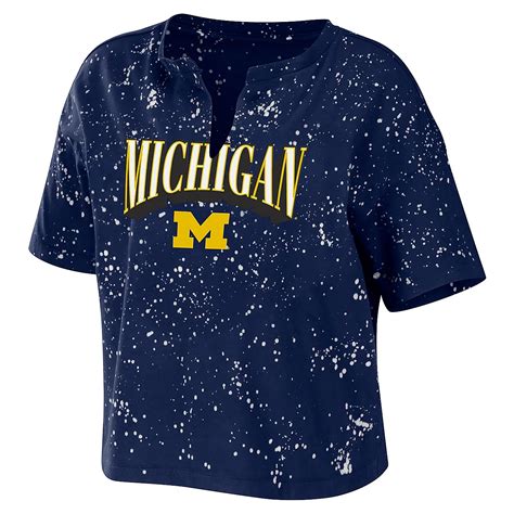 WEAR by Erin Andrews Michigan Wolverines Bleach Wash Splatter Cropped ...