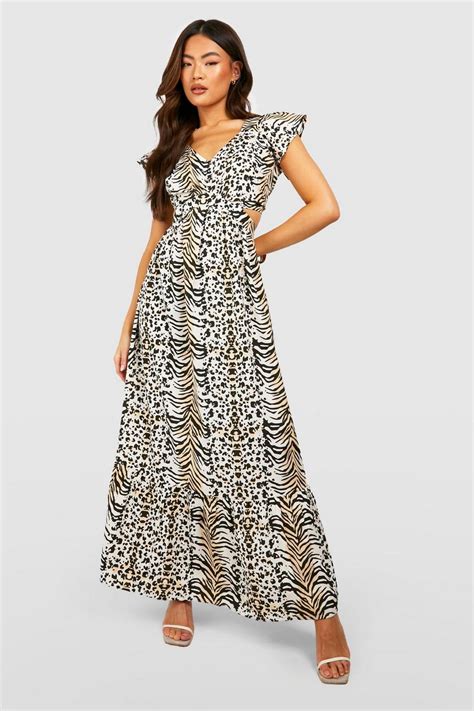 Animal Print Cut Out Maxi Dress | boohoo UK