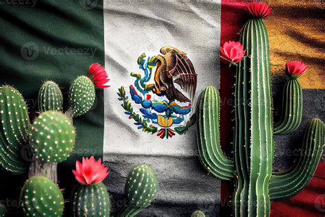 mexicano bandera, agave cactus en contra el antecedentes de el nacional ...