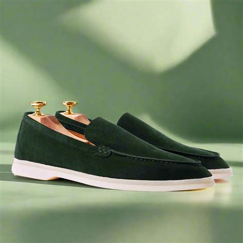 Green Suede Leather Summer Loafer Shoes for Men | The Royale Peacock