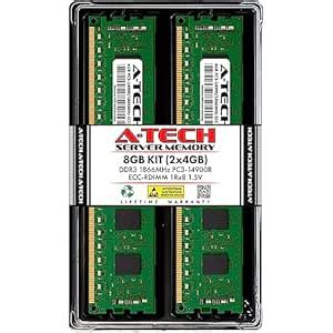 A-Tech 8GB Kit (2x4GB) DDR3 1866MHz PC3-14900R ECC RDIMM 1Rx8 Single ...