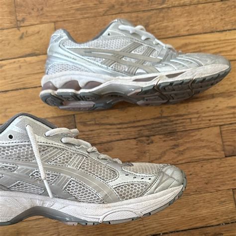 ASICS silver and grey tennis shoes #tennis - Depop