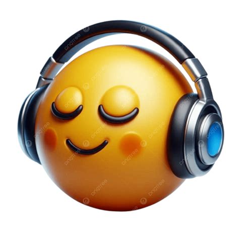 Emoji With Headphone And Music 3d Render Illustration, Emoji With ...